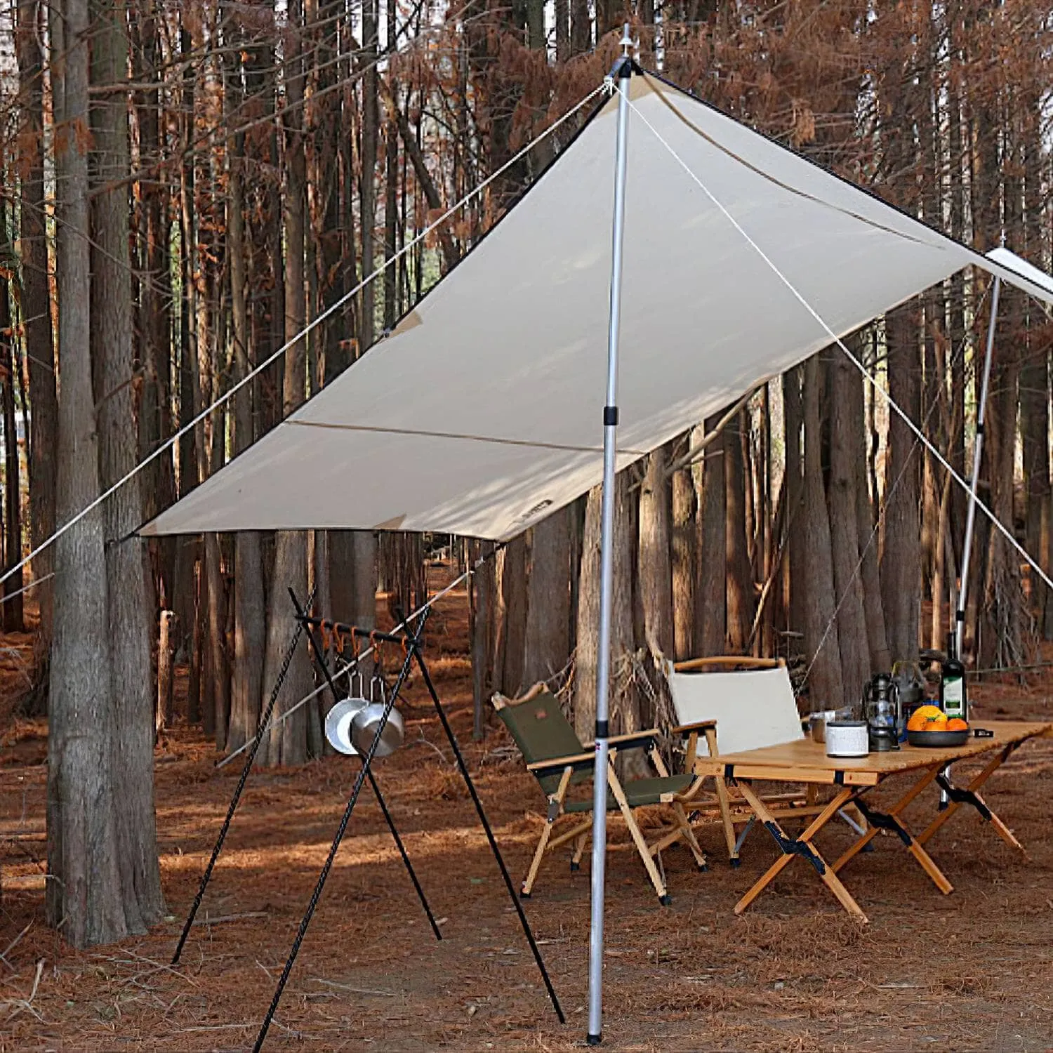 2-Piece: Telescoping Tarp Poles Portable Aluminum Awning Poles