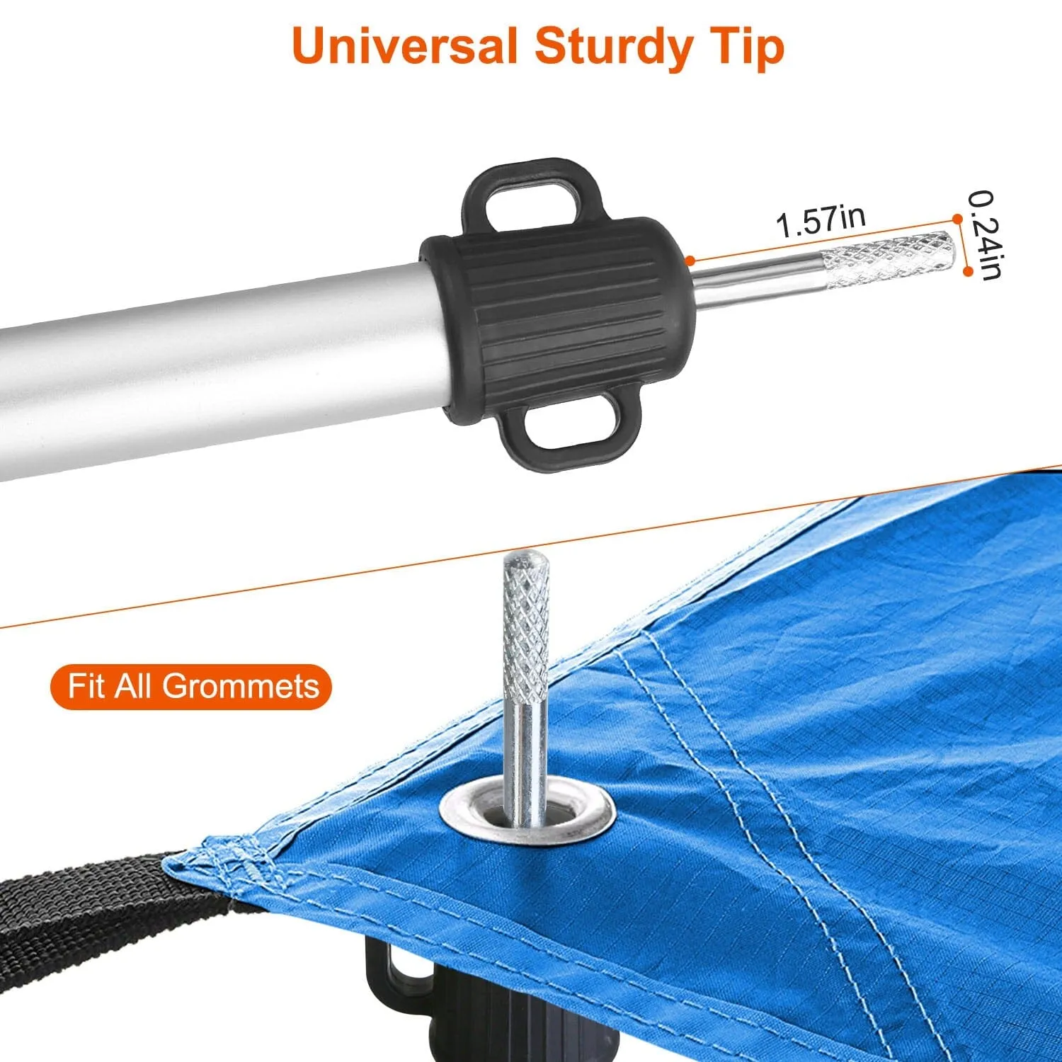 2-Piece: Telescoping Tarp Poles Portable Aluminum Awning Poles
