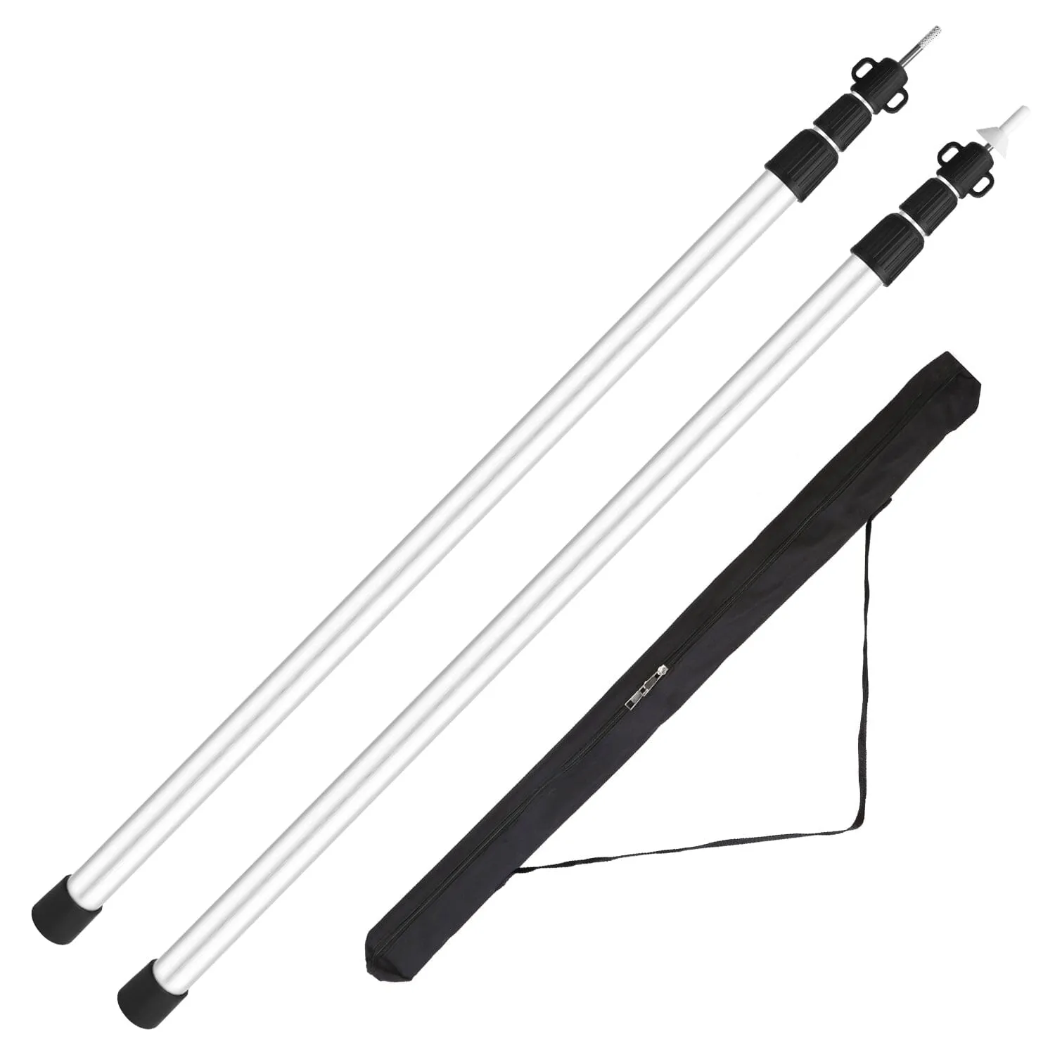 2-Piece: Telescoping Tarp Poles Portable Aluminum Awning Poles