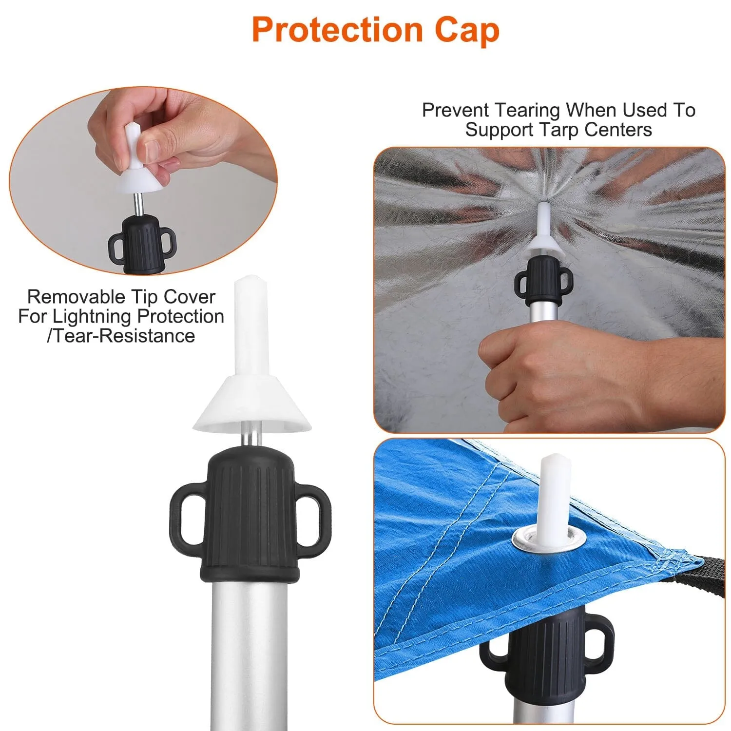 2-Piece: Telescoping Tarp Poles Portable Aluminum Awning Poles