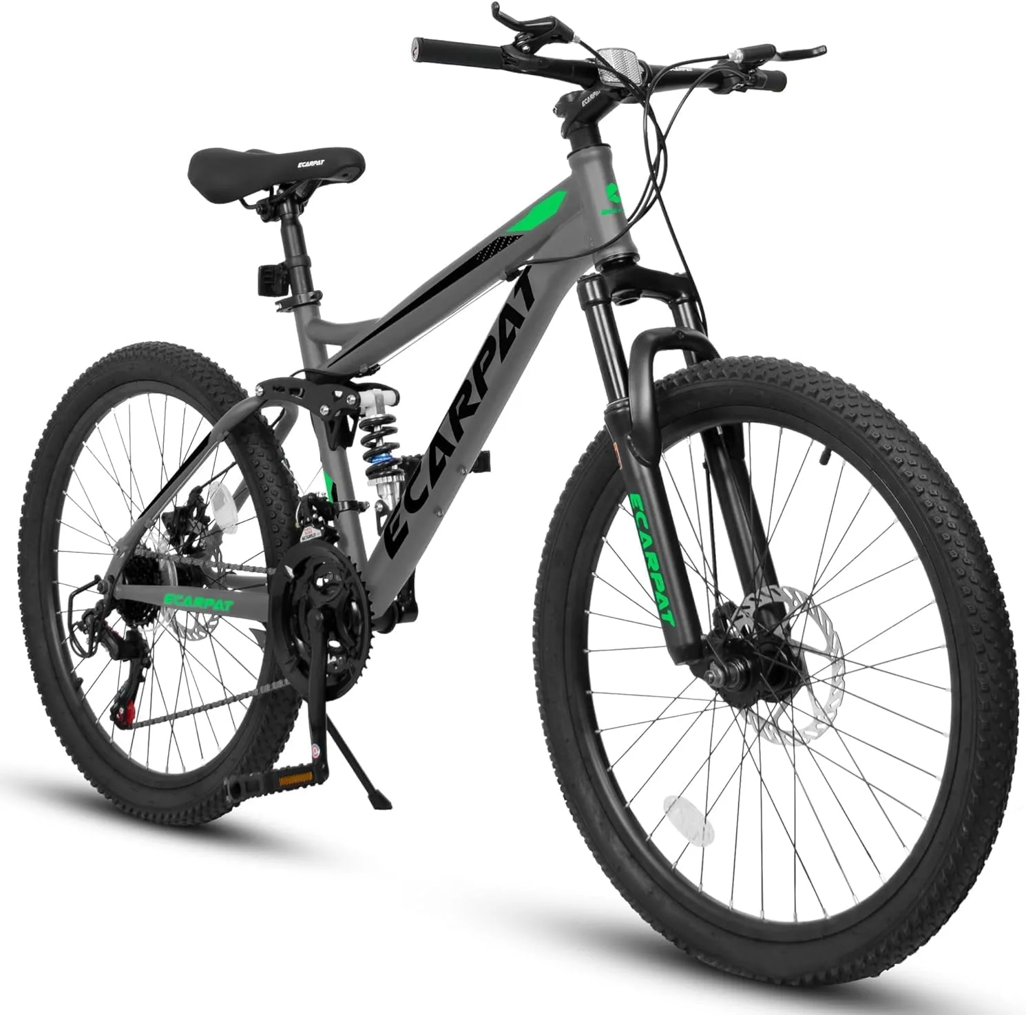 24/26/27.5 Inch Mountain Bike, Dual Full Suspension 21 Speed Womens Mens Mountain Bikes, Commuter Bike with Carbon Steel Frame and Dual Disc Brakes