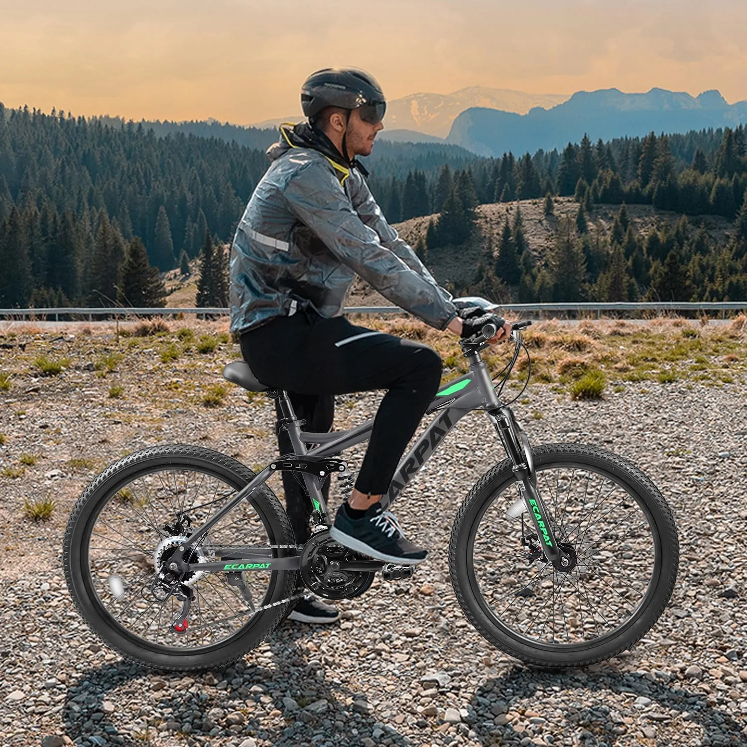 24/26/27.5 Inch Mountain Bike, Dual Full Suspension 21 Speed Womens Mens Mountain Bikes, Commuter Bike with Carbon Steel Frame and Dual Disc Brakes