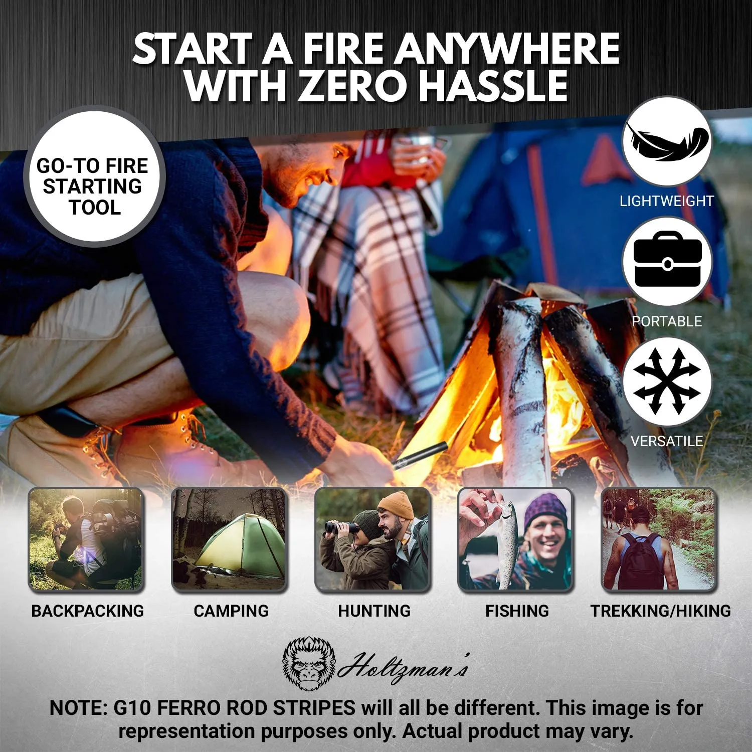 6" and  4" Ferro Rod Fire Starter Kit with G10 Handle