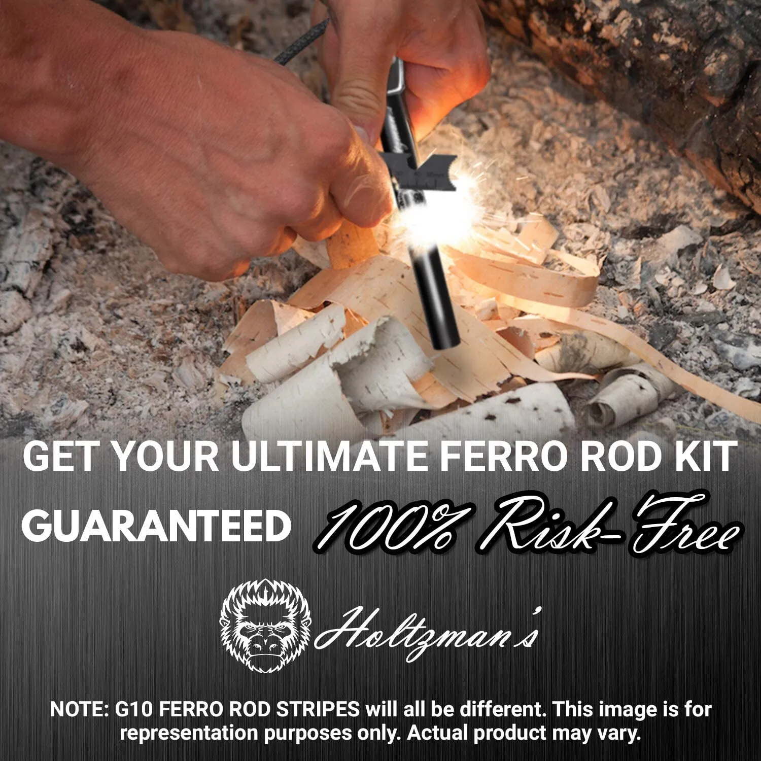 6" and  4" Ferro Rod Fire Starter Kit with G10 Handle