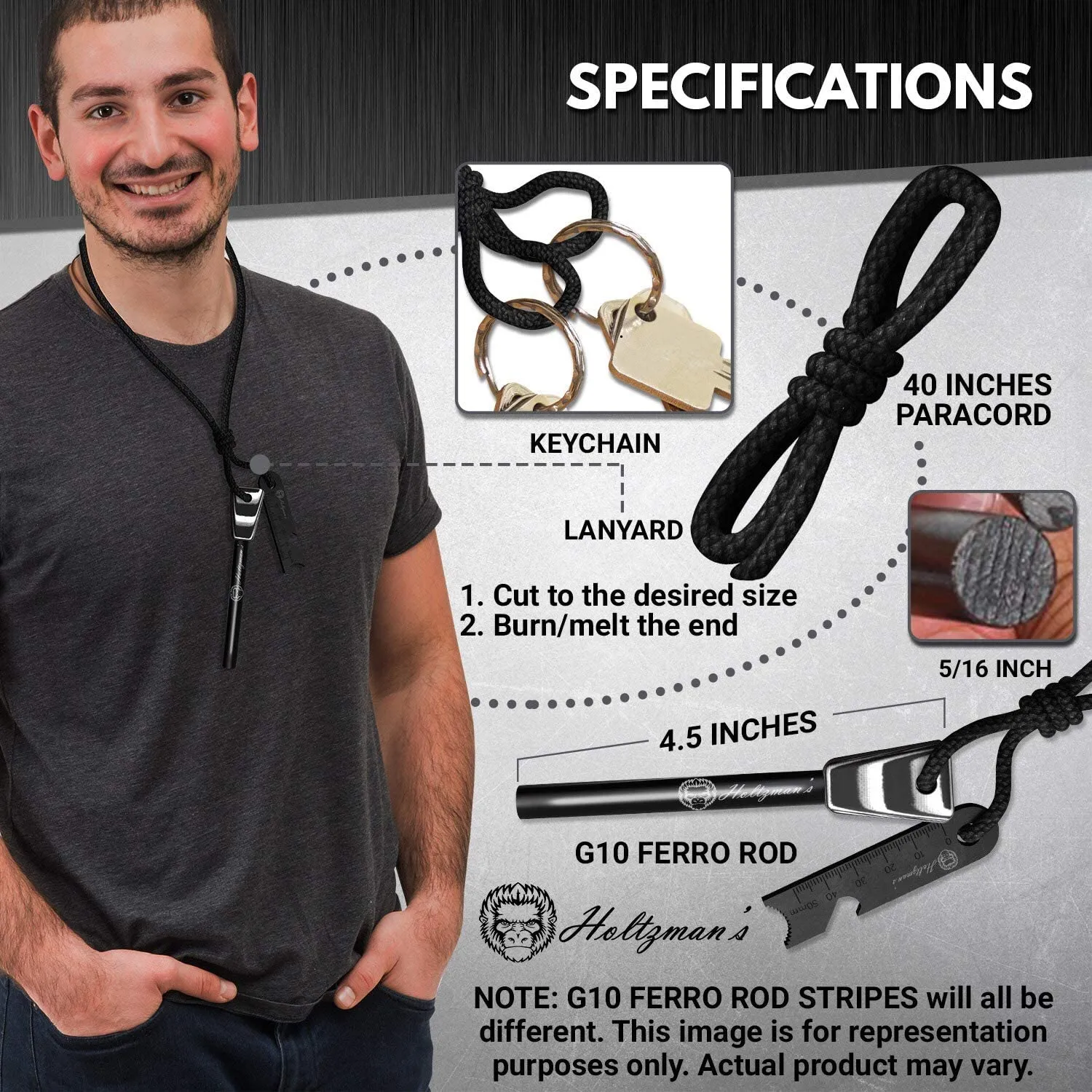 6" and  4" Ferro Rod Fire Starter Kit with G10 Handle