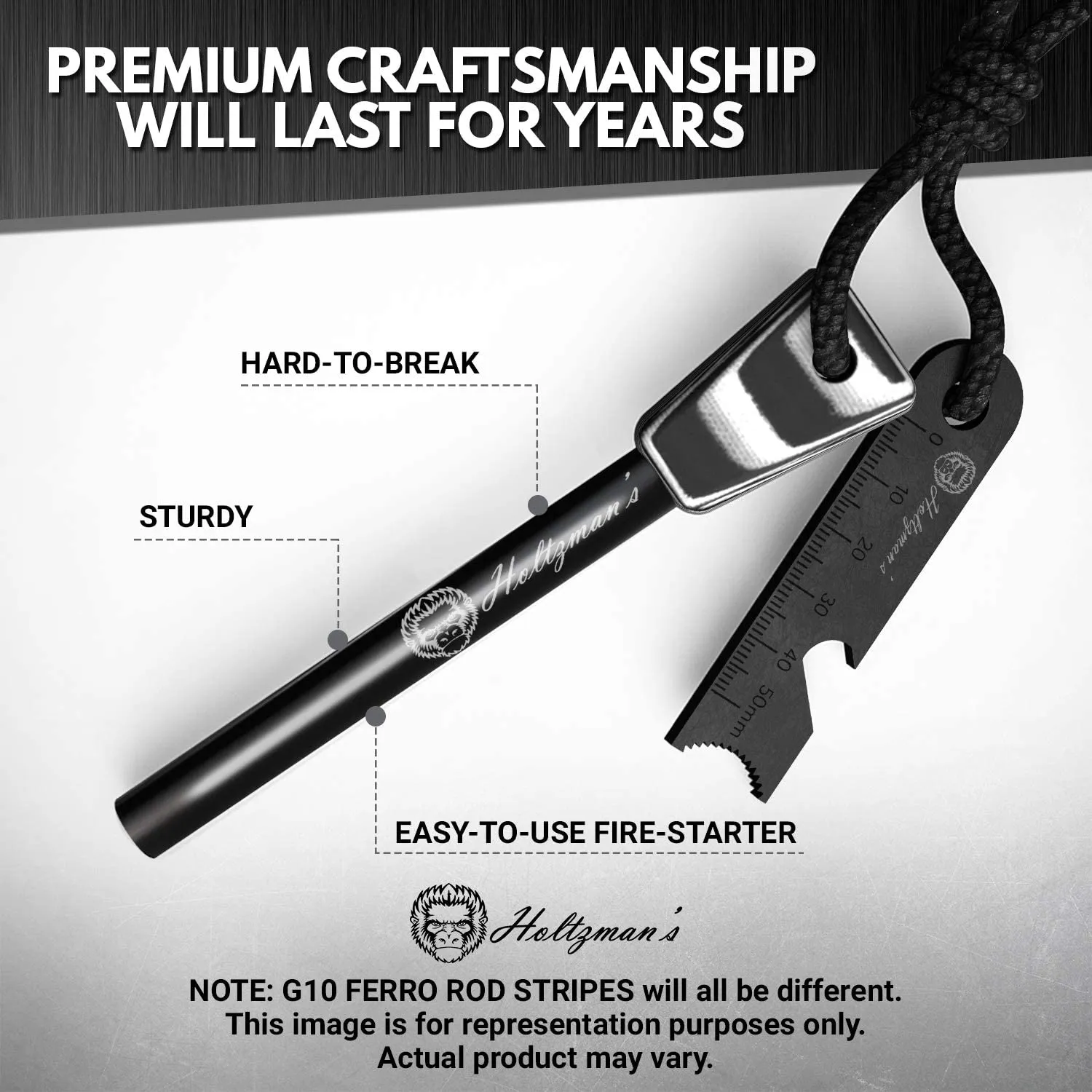 6" and  4" Ferro Rod Fire Starter Kit with G10 Handle