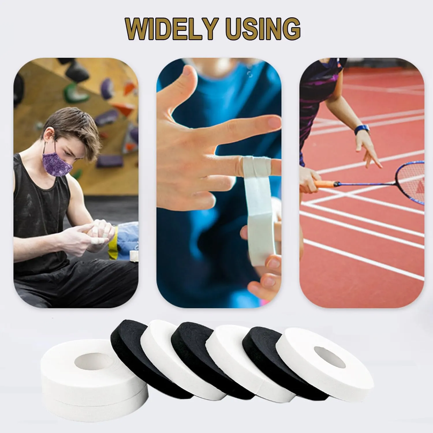 ANAMPION (6 Pack) 0.6inch*11yard White Athletic Sports Tape Very Strong Easy Tear No Sticky Residue Tape for Athlete & Sport Trainers & First Aid Wrap,Suitable for Bats,Tennis,Gymnastics & Boxing