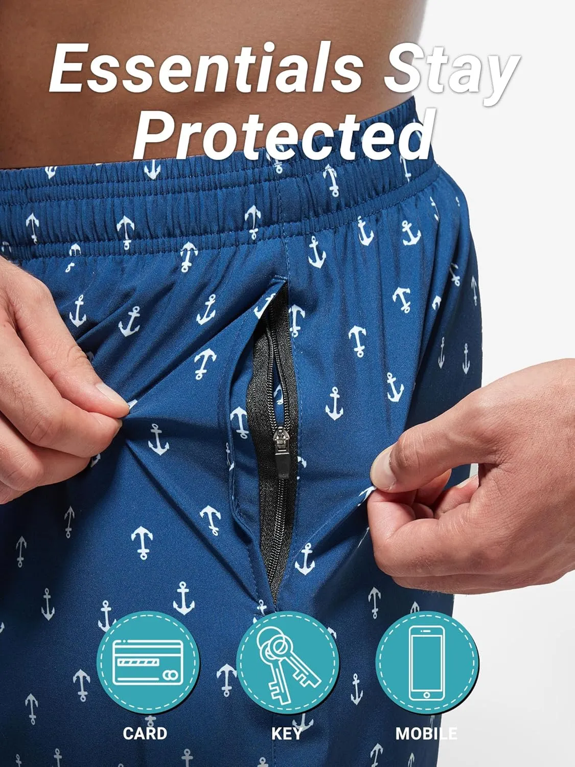 Arcweg Mens Swimming Trunks 2 in 1 with Boxer Liner 5.5" Quick Dry Swimwear Bathing Suit Swim Shorts with Zipper Pockets