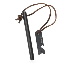 überleben Ferro Rod Fire Starter for Survival w/Multi-Tool Fire Striker, Lanyard - 5" Long, 1/2" Thick Fire Steel, 20,000 Strikes - Waterproof Flint and Steel - Camping Fire Starter Rod