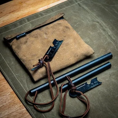 überleben Ferro Rod Fire Starter for Survival w/Multi-Tool Fire Striker, Lanyard - 5" Long, 1/2" Thick Fire Steel, 20,000 Strikes - Waterproof Flint and Steel - Camping Fire Starter Rod