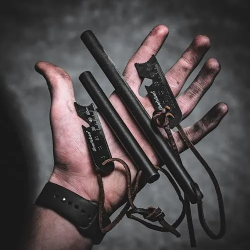 überleben Ferro Rod Fire Starter for Survival w/Multi-Tool Fire Striker, Lanyard - 5" Long, 1/2" Thick Fire Steel, 20,000 Strikes - Waterproof Flint and Steel - Camping Fire Starter Rod