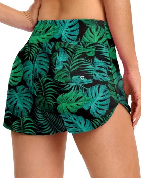 Blouty Women's Swim Board Shorts with Pockets High Waisted Tummy Control Swimsuit Bathing Shorts for Women with Liner