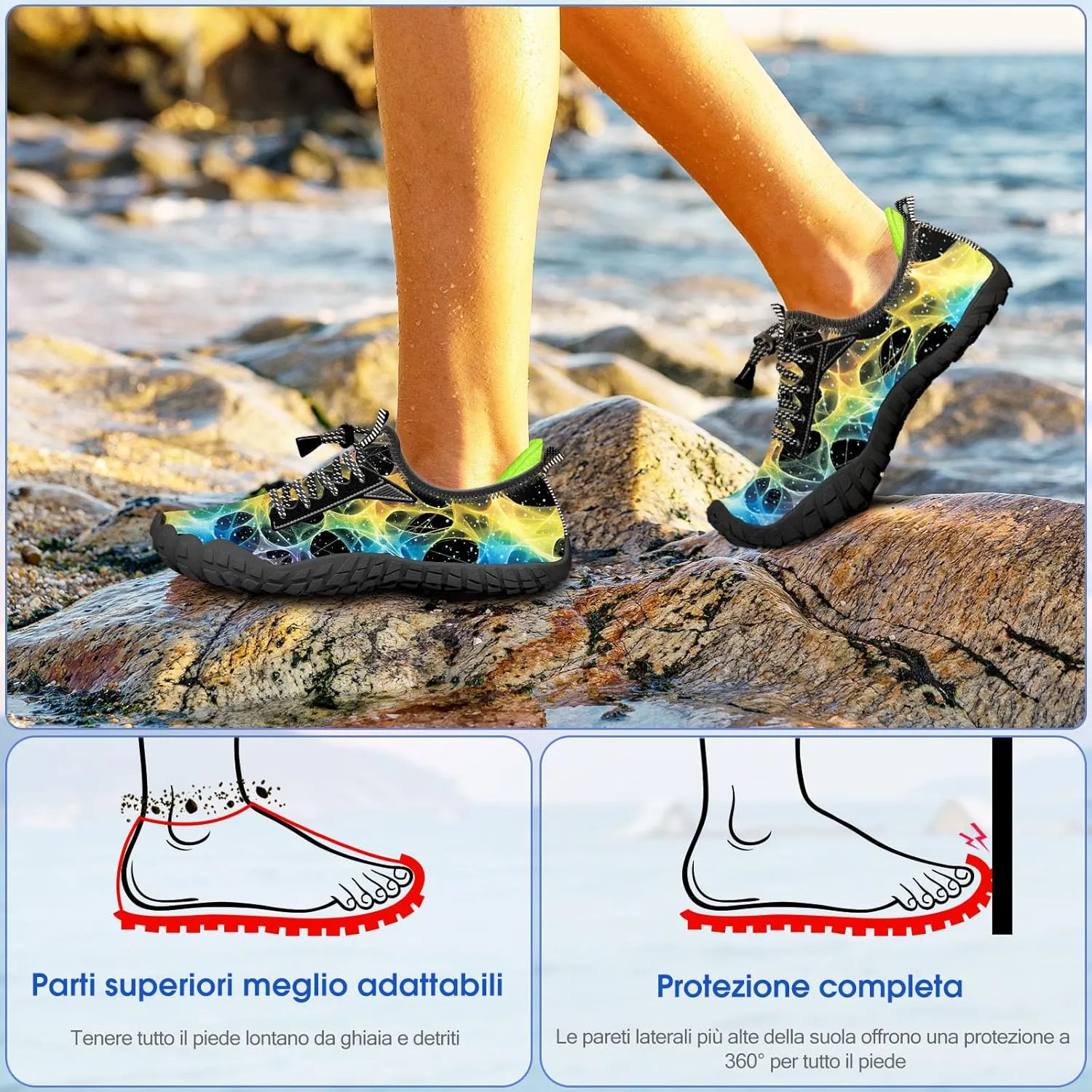 Built-in Heel Grips Water Shoes for Kids Girls Boys Hiking Wide Barefoot Swim Beach Pool Big Kid