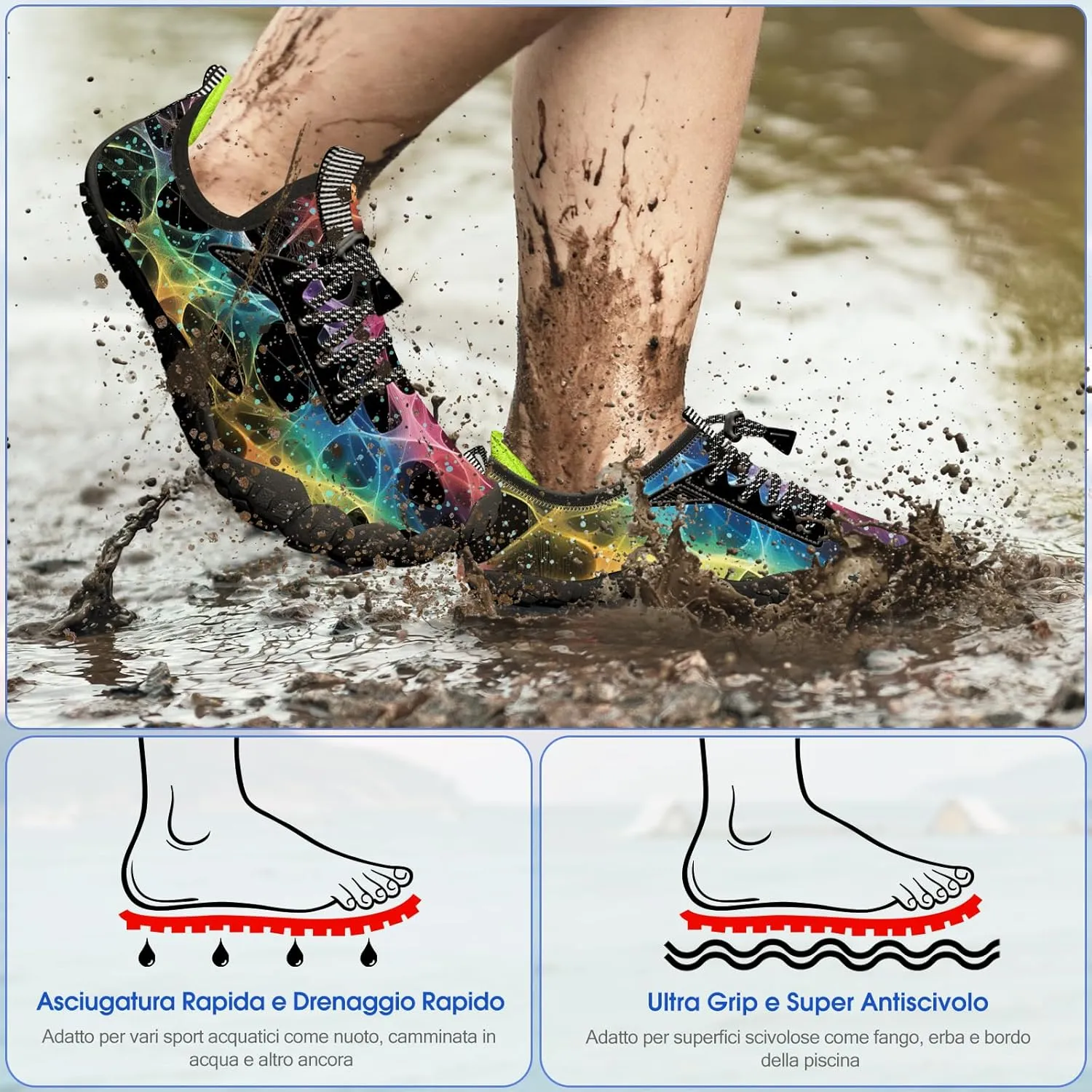 Built-in Heel Grips Water Shoes for Kids Girls Boys Hiking Wide Barefoot Swim Beach Pool Big Kid