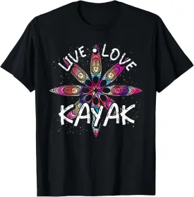 Canoe Boat Paddling Sport Kayaker Live Love Kayak Kayaking T-Shirt