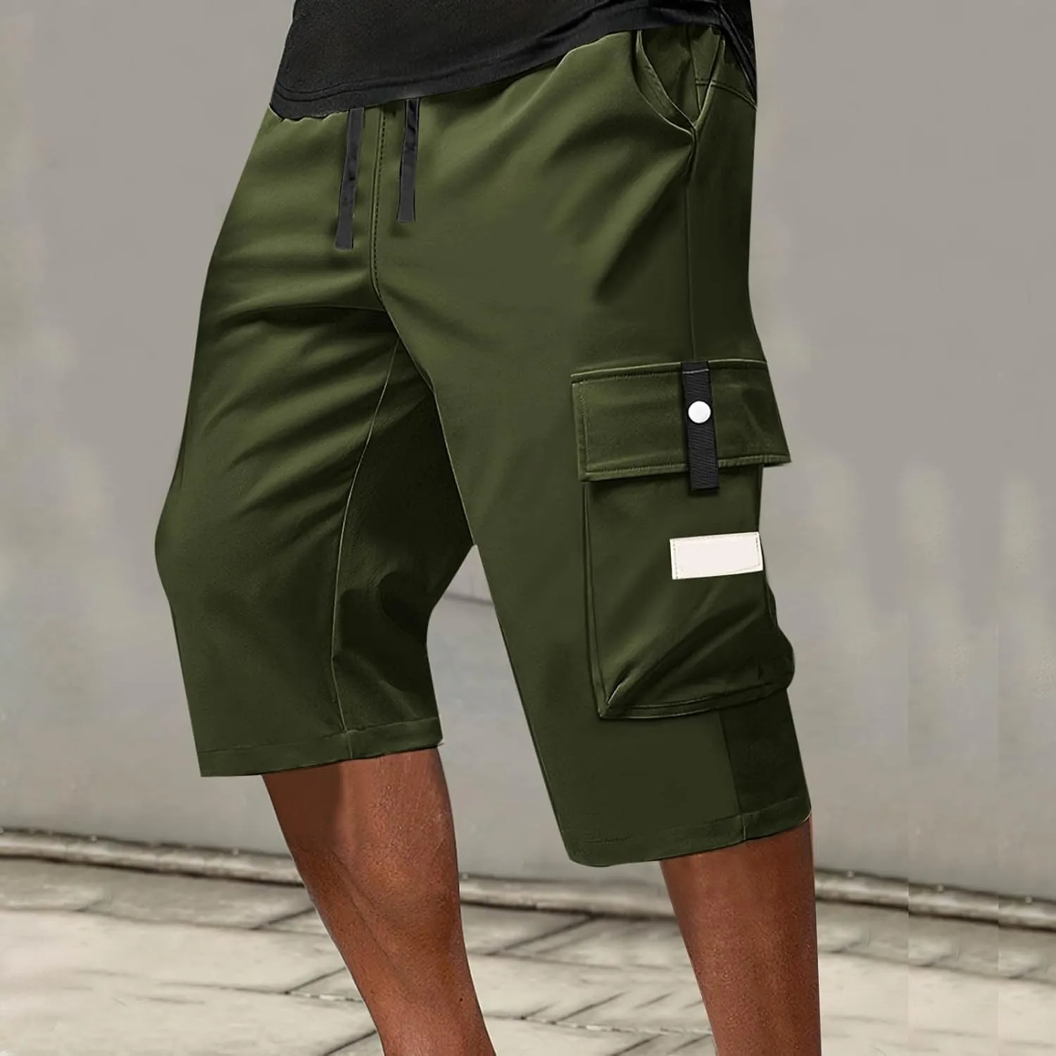 Cargo Shorts for Men Below Knee Lightweight Waterproof Long Shorts Quick Dry Work Bermuda Short Pants Multi Pockets