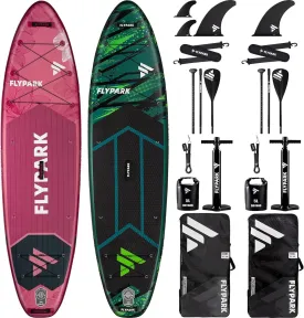 Couple Bundles11'x34''x6'' Extra Wide Inflatable Stand Up Paddle Boards, All Accessories 2, 116L Backpack, Shoulder Strap, 3 Removeable Fins Center fin, 2-Action Pump