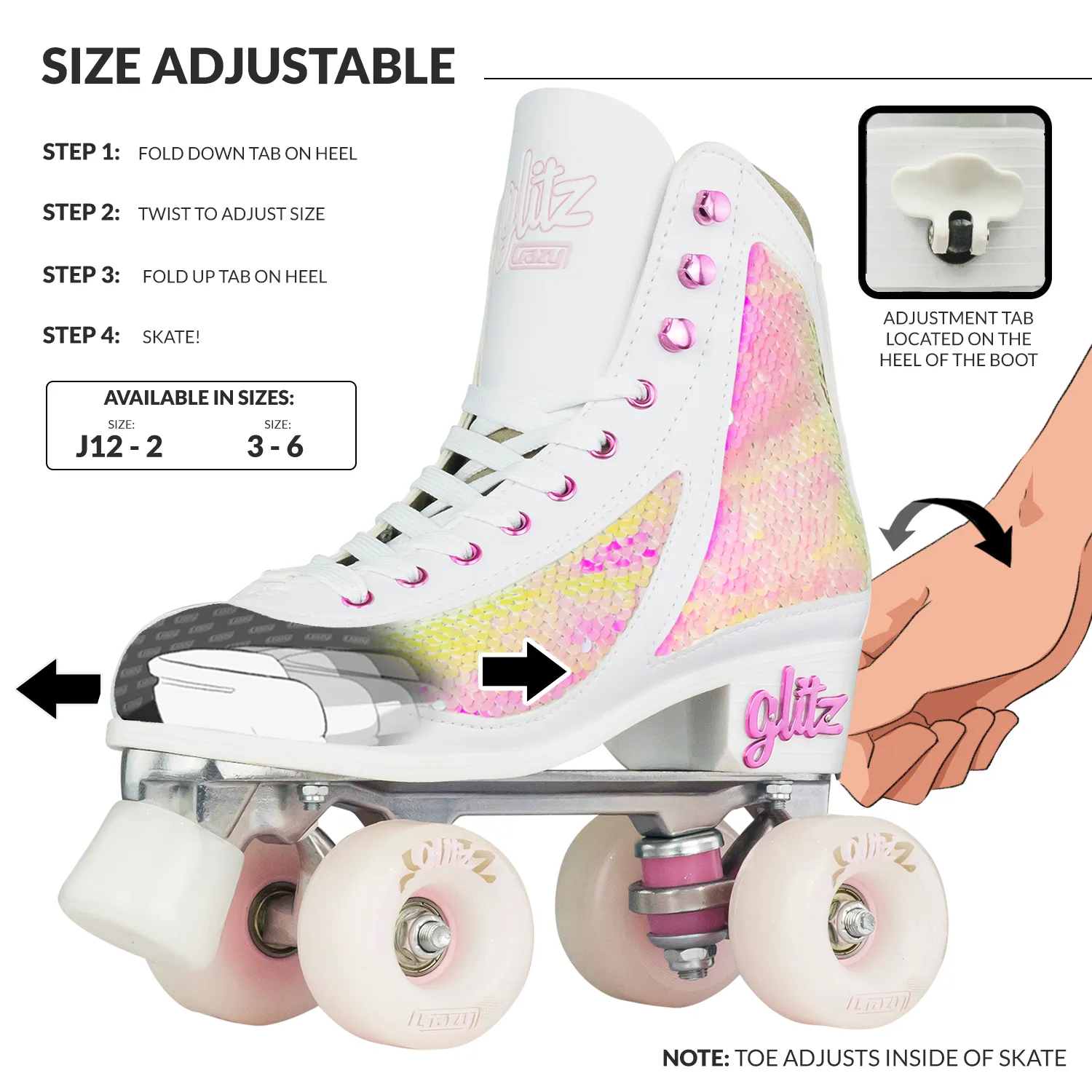 Crazy Disco Glitz Pearl - Kids Adjustable
