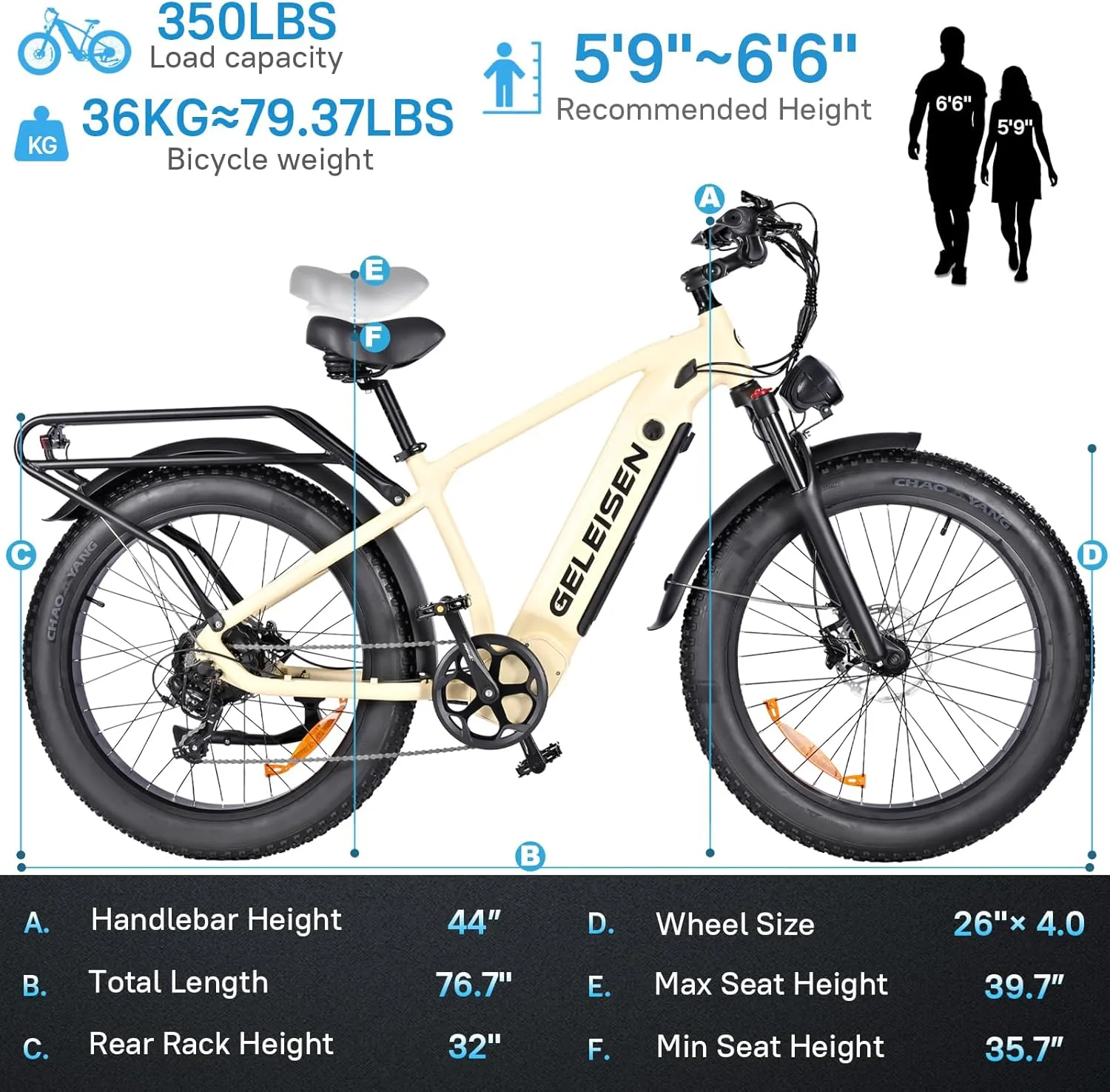 Electric Bike for Adults, 26" x 4.0 Fat Tire Electric Bicycles with 48V & 16AH Removable Battery, 1450W Peak Powerful Motor Ebike, 32MPH Max Speed Electric Mountain Bike with 7-Speed Gears