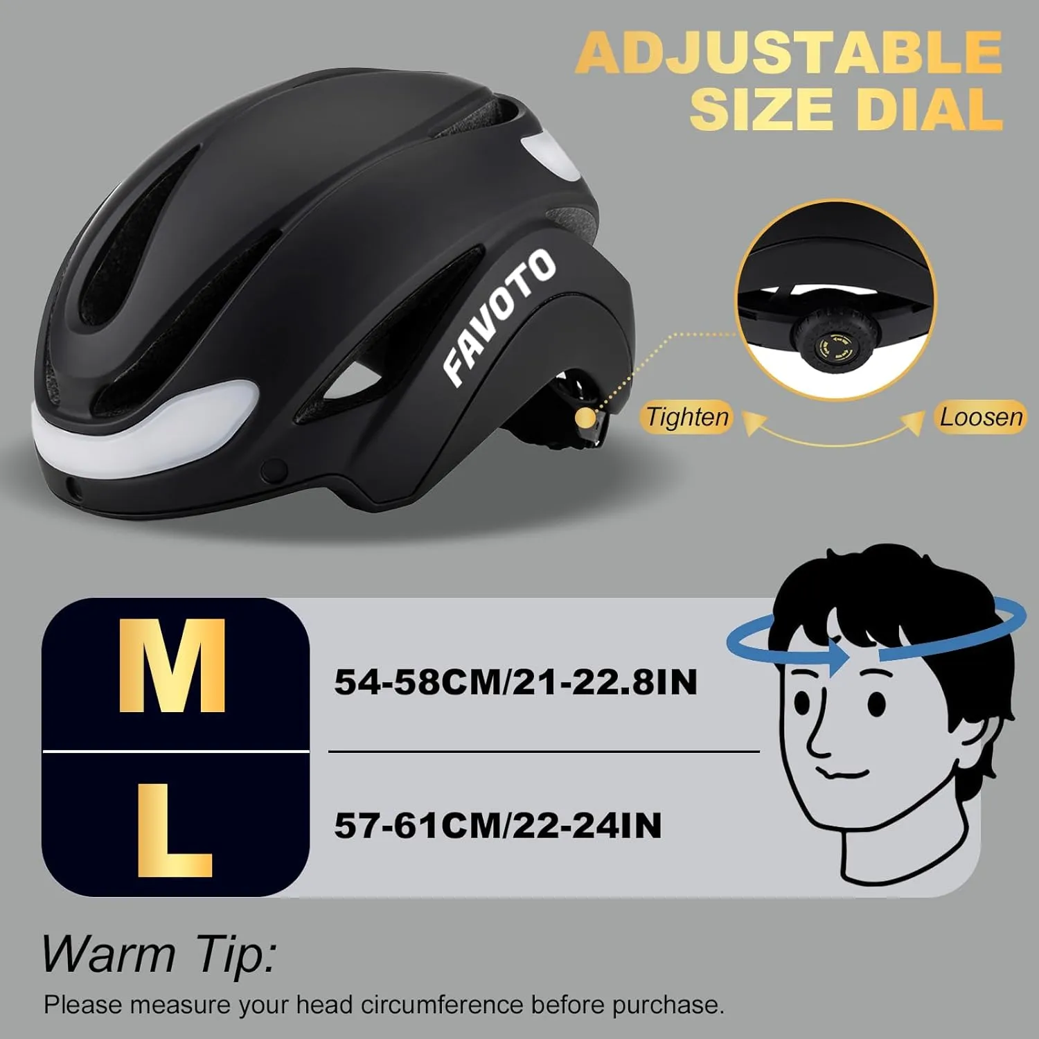 Favoto Bike Helmet with Turn Signals Lights - Smart Helmets for Adults Men Women - CPSC Certified Lightweight Bike Helmets - Road Bicycle E-Bikes MTB Commuter