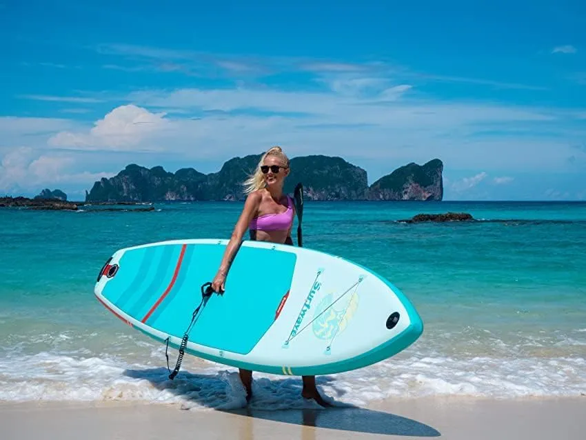 Inflatable paddle board, paddle boards for adults 10'8''*33"*6" With Premium SUP Accessories & Backpack, Leash, Paddle, Hand Pump for Youth & Adults with Wide Stable Design (Mint Green, 10'8''*33"*6")