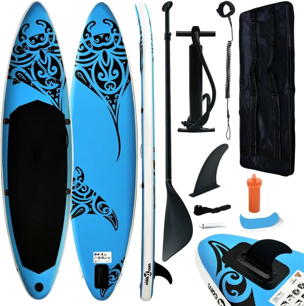 Inflatable Stand Up Paddleboard Set 144.1"x29.9"x5.9" Blue 12.6kg/27.72ib Paddleboards