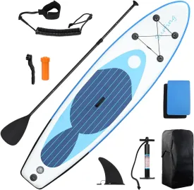 Inflatable Stand-Up Paddleboard with Eva and Drop-Stitch Structure, Not Easy to Deform, with Carrying Bag, Hand Pump, Retractable Propeller, Removable Fins.