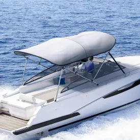 KING BIRD 3-4 Bow Bimini Boat Top Cover Sun Shade Boat Canopy Waterproof 1 Inch Stainless Aluminum Frame 46" Height with Rear Support Poles and Storage Boot 6 Colors -5 Sizes