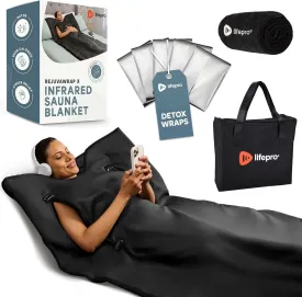 LifePro Infrared Sauna Blanket for Detox & Relaxation  Portable Far Infrared at Home Sauna for Detox, Muscle Tension Release, and Recovery  RejuvaWrap Series with Adjustable Heat Settings