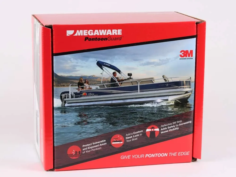 Megaware Keelguard Pontoon Guard - Protects Exposed Areas of Your Pontoon from Dents and Scrapes - 3M Reflective Strip - Boat Tube and Log Bumper Guard - 40 Ft Kit - Pontoon up to 25 Ft (Red)