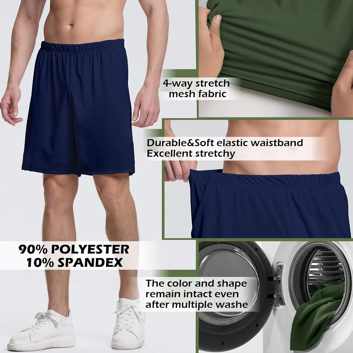 Mens Athletic Running Shorts 2 Pack Quick Dry with Pocket Gym Workout Shorts for Men Swim Trunks Board Pajama