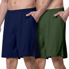 Mens Athletic Running Shorts 2 Pack Quick Dry with Pocket Gym Workout Shorts for Men Swim Trunks Board Pajama