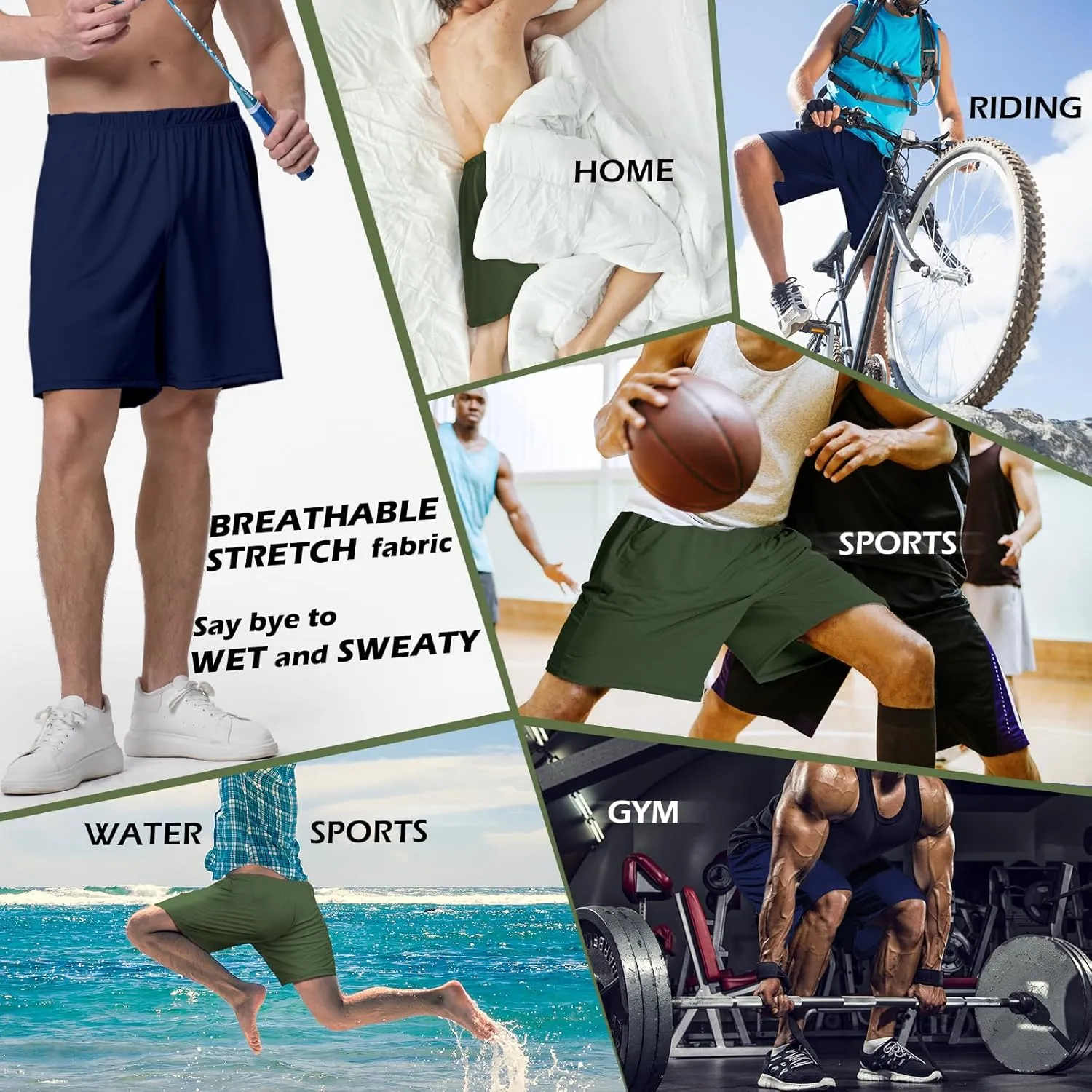 Mens Athletic Running Shorts 2 Pack Quick Dry with Pocket Gym Workout Shorts for Men Swim Trunks Board Pajama