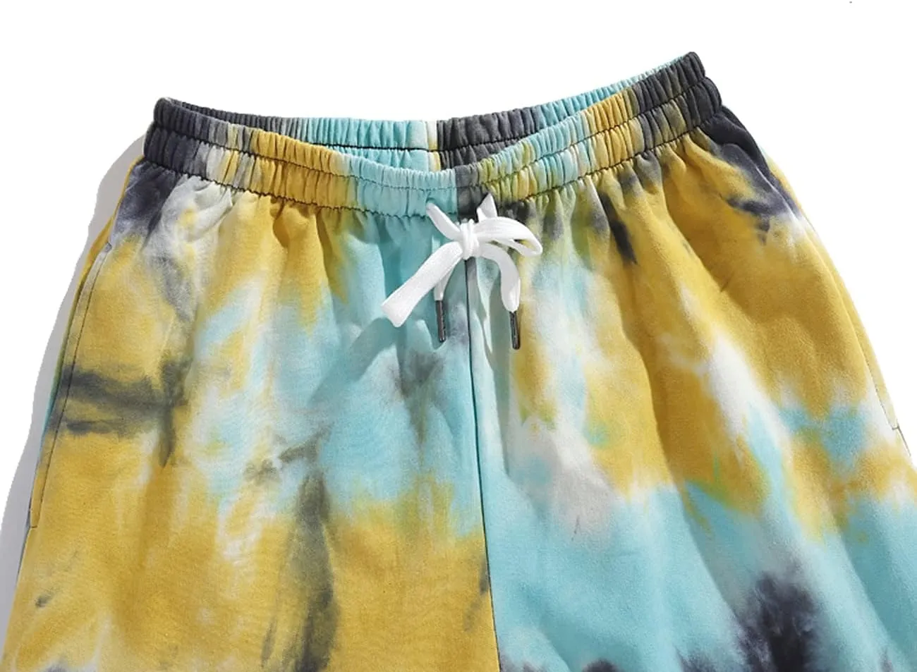 Mens Casual Drawstring Tie Dye Summer Shorts Workout Sweat Running Beach Shorts for Men