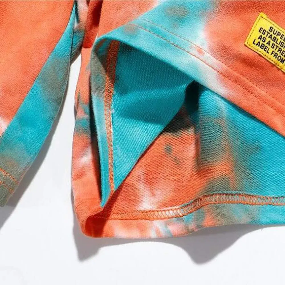 Mens Casual Drawstring Tie Dye Summer Shorts Workout Sweat Running Beach Shorts for Men