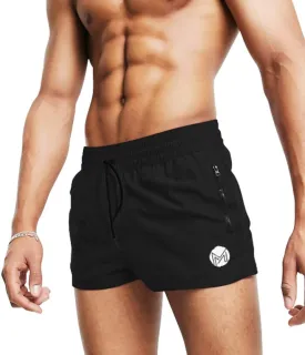 Men's Gym Workout Shorts, 3" Bodybuilding Running Shorts, 3 inch Athletic Gym Shorts with Zipper Pockets