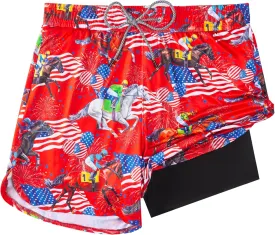 Mens Swim Trunks with Compression Liner 5.5" Board Shorts with Zipper Pockets 2 in 1 Quick Dry Bathing Suits