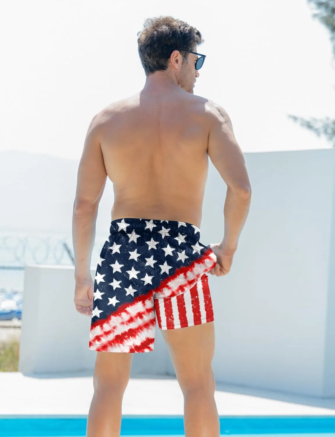 Mens Swim Trunks with Compression Liner 5.5" Inseam Quick Dry Swimsuit Shorts S-XXL