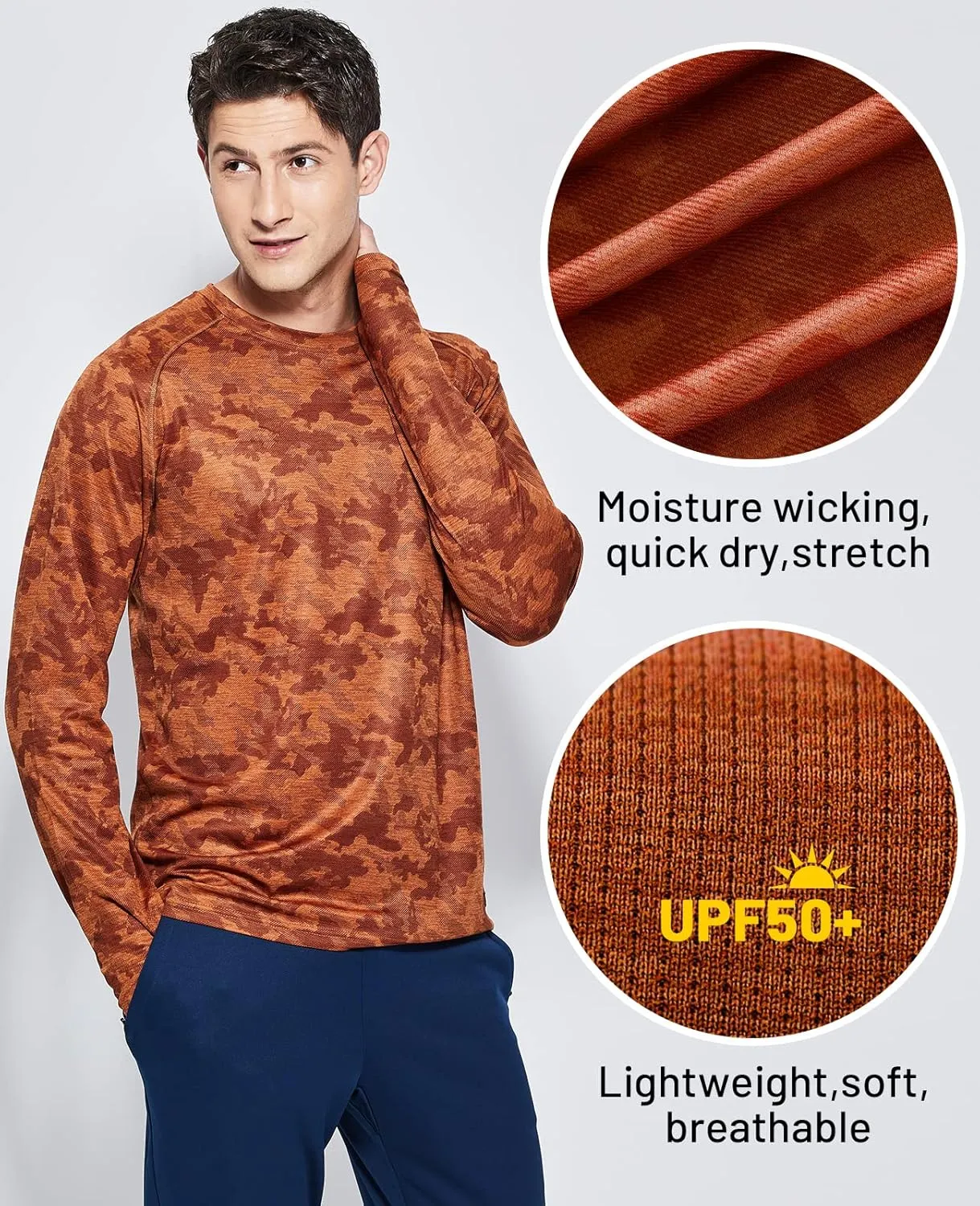 MIER Men's UPF 50  Sun Shirts Quick Dry Long Sleeve UV Shirts Lightweight Rash Guard Swim T-Shirts Hiking Running