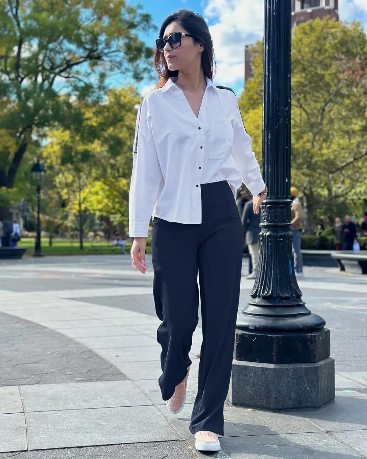 Promover Wide Leg Pants Woman Yoga Pants with Pockets Stretch Loose Casual Lounge Sweatpants Petite/Regular/Tall