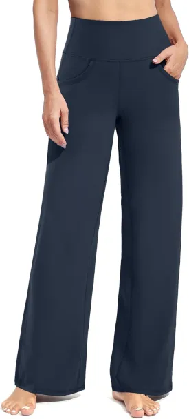 Promover Wide Leg Pants Woman Yoga Pants with Pockets Stretch Loose Casual Lounge Sweatpants Petite/Regular/Tall