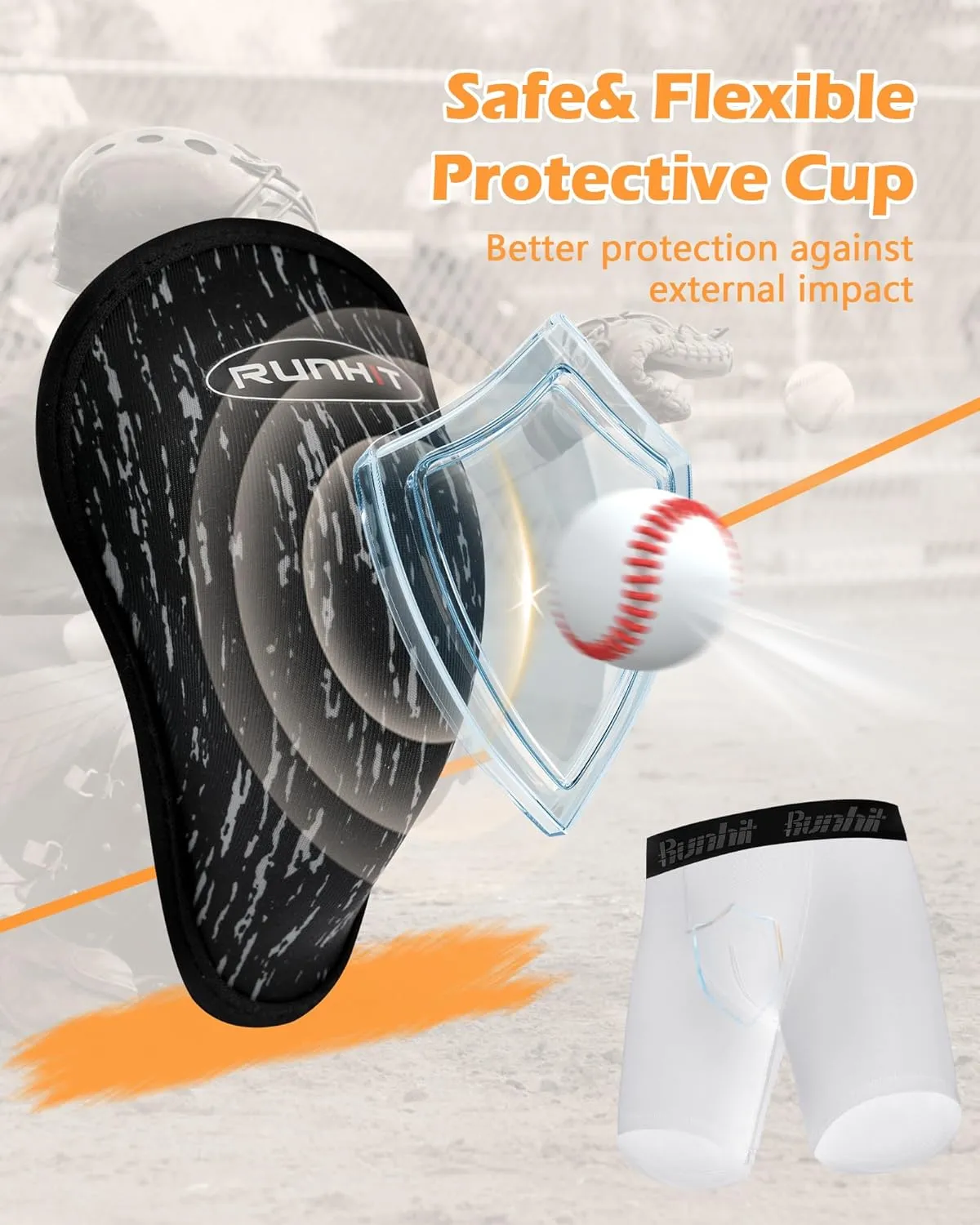 Runhit Boys Cup Underwear for Baseball Football, Youth Compression Shorts with Soft Protective Athletic Cup Boxer Brief