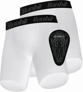 Runhit Boys Cup Underwear for Baseball Football, Youth Compression Shorts with Soft Protective Athletic Cup Boxer Brief