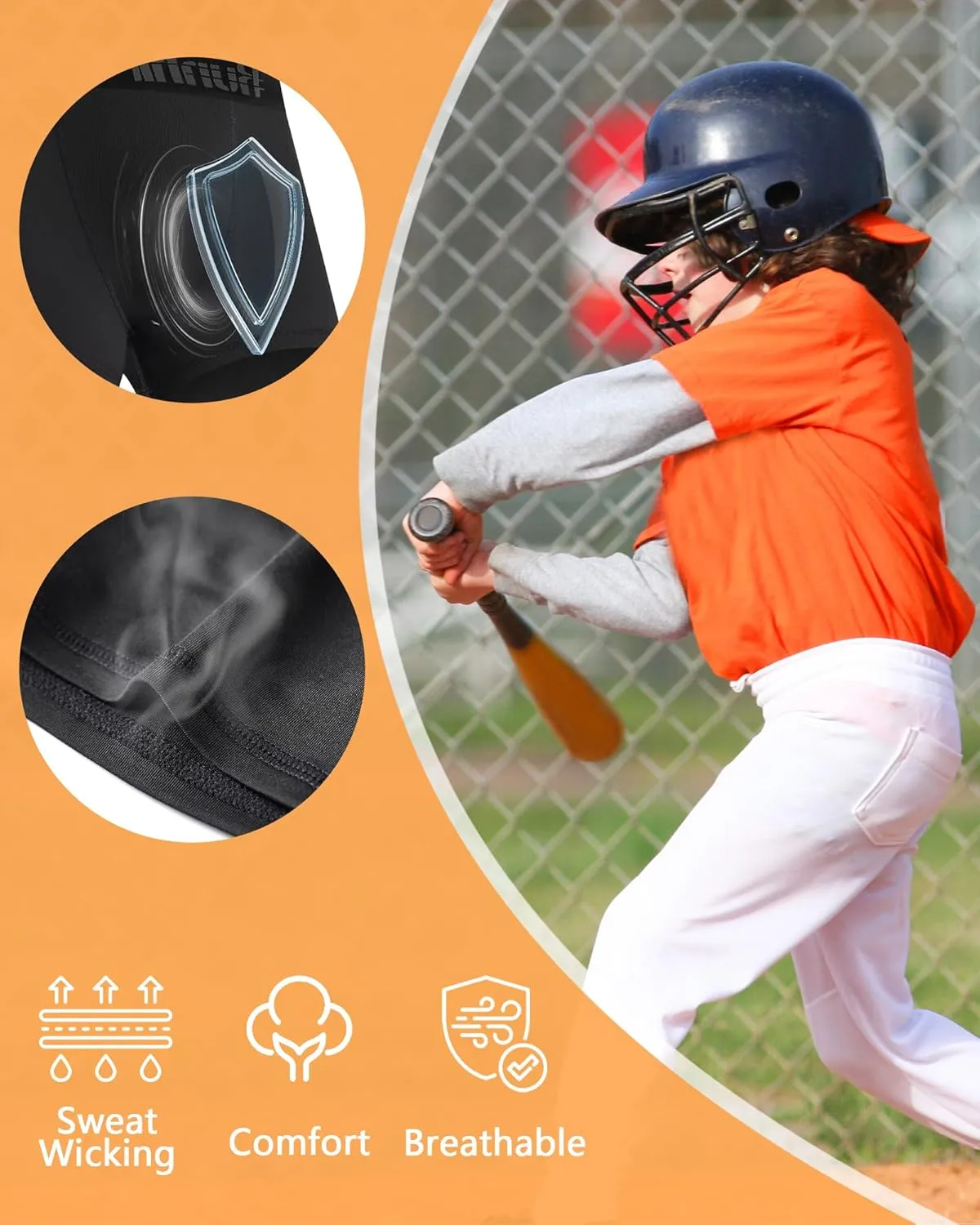 Runhit Boys Cup Underwear for Baseball Football, Youth Compression Shorts with Soft Protective Athletic Cup Boxer Brief
