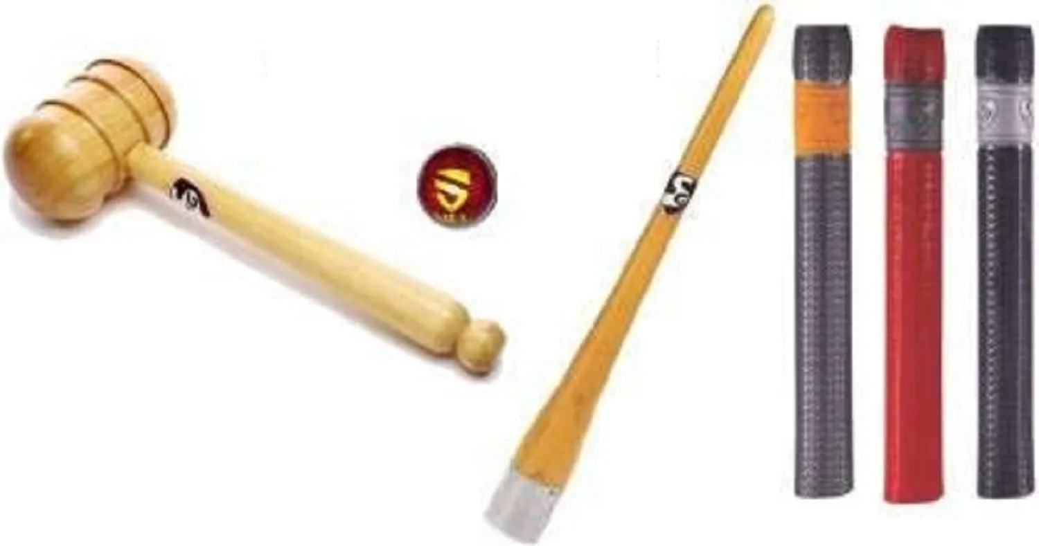 SG Bat Repair kit Combo of Grip Cone, Chev tech bat Grip, Wooden bat Mallet and get a Ball Free Cricket Kit