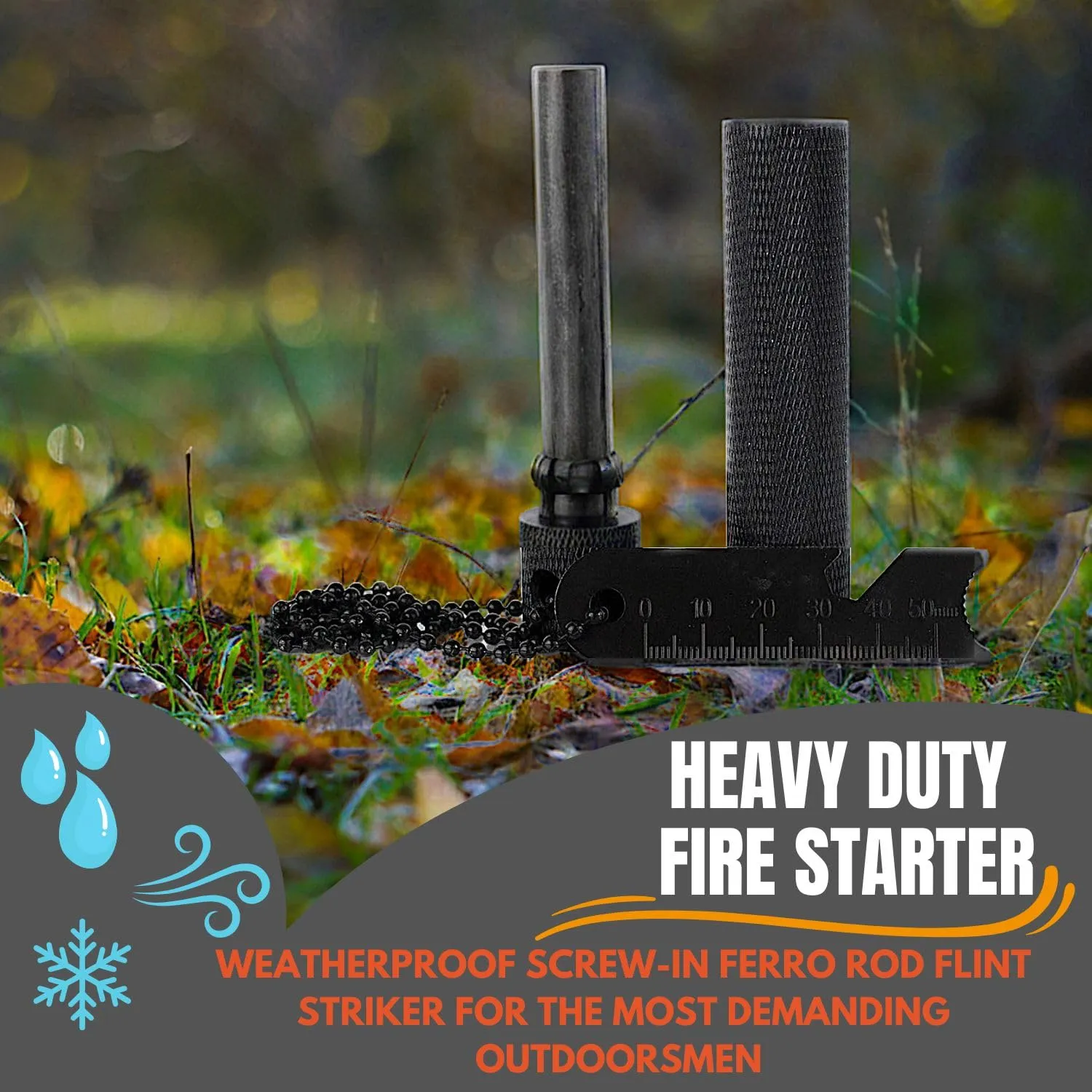 The Friendly Swede Magnesium Fire Starter Kit, Flint and Steel Fire Starter Kit, Camping Fire Starter, Fire Steel, Flint Striker (Extra Large Ferro Rod) (Magnesium Bar) (Ferro Rod)