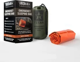TITANSurvival Emergency Sleeping Bags for Survival 36 x 78 - 90% Heat Retention, 41% Thicker & Waterproof - Durable Survival Sleeping Bag for Cold Weather Camping - Thermal Sleeping Bag Outdoor Use