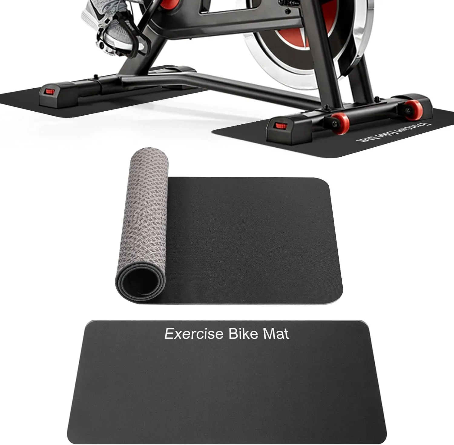 TOBWOLF 2PCS Non-Slip Mat Compatible with Peloton Bike, Concept 2 Rowing Machine, Exercise Bike Mat, Mat Protect Hardwood Floor Carpet for Home Gym, Workout Mat for Bike Trainer, Stationary Spin Bike