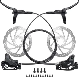 TOBWOLF Upgrade Four-Piston MTB Disc Brake Set, Hydraulic Brakes Kit with 160mm Rotors & Ceramic Brake Pads, Left Front 85cm & Right Rear 145cm Disc Brake Conversion Kit for Mountain Bike E-Bike