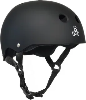 Triple Eight Sweat Saver Liner Skateboarding Helmet with Hook-and-Loop Tape and Easily Removable for Cleaning Best Bike Helmets for Adults - Small - Black Matte w/White